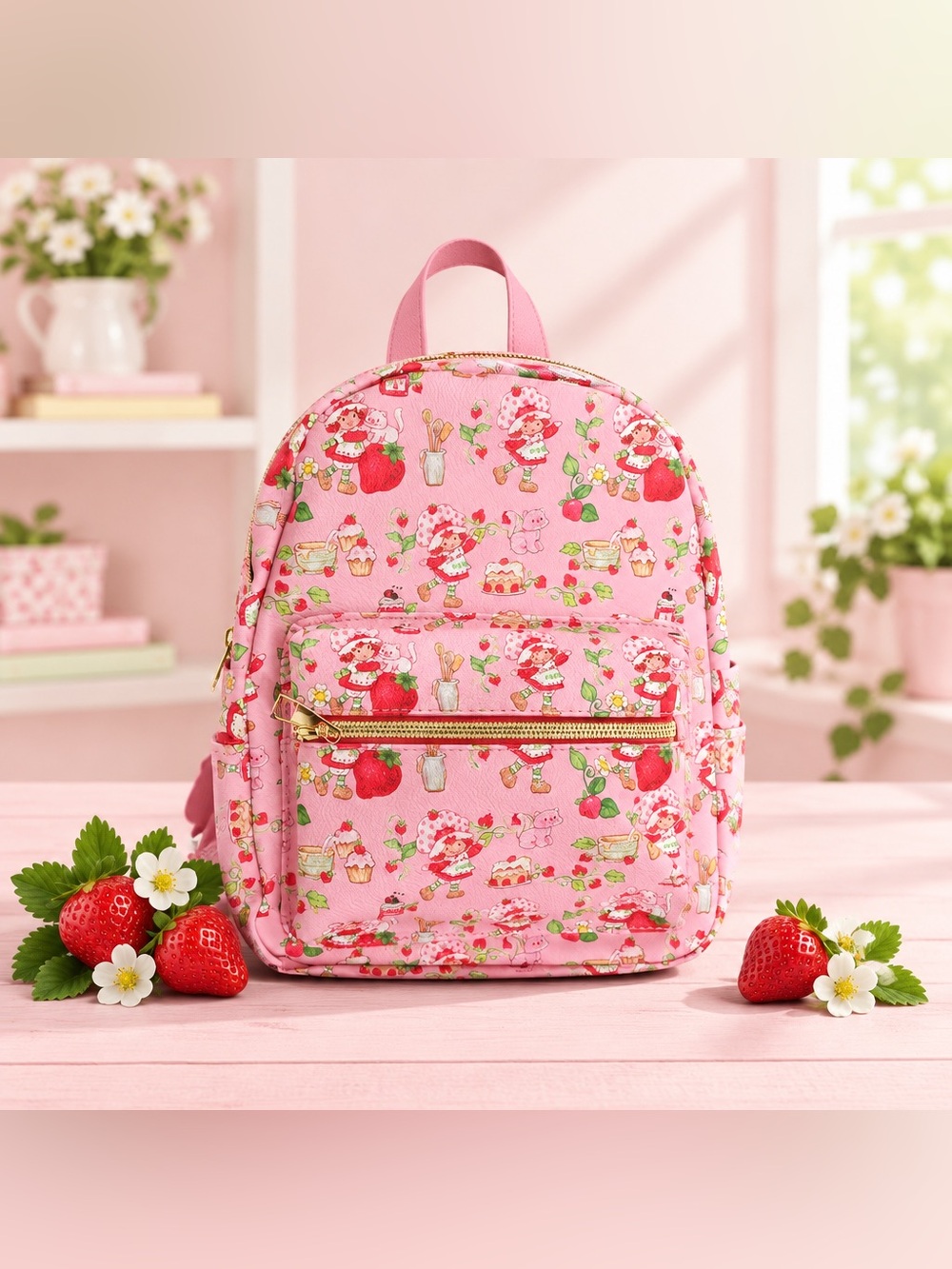 Strawberry Shortcake Pink Mini Backpack Girls Adjustable Straps New
